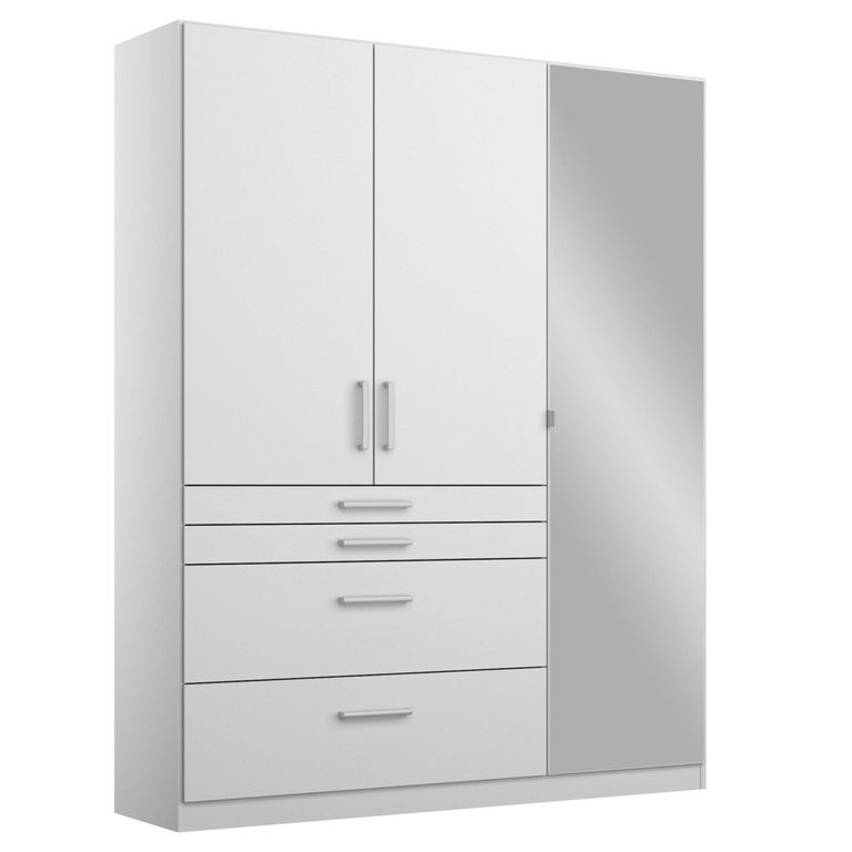 Rauch Homburg 136cm 3 Door Combi Wardrobe - Alpine White and High Gloss White