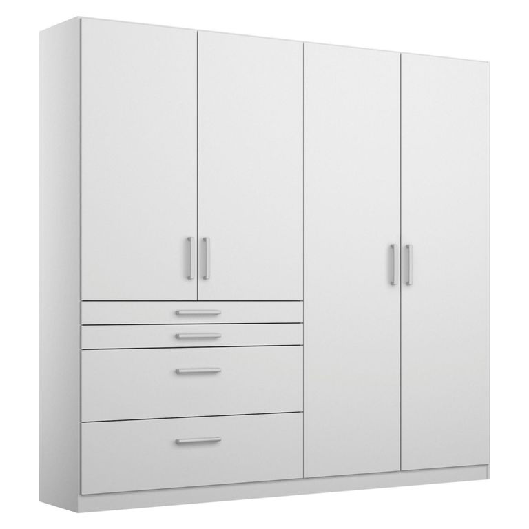 Rauch Homburg 181cm 4 Door Wardrobe with Drawer - Alpine White and High Gloss White