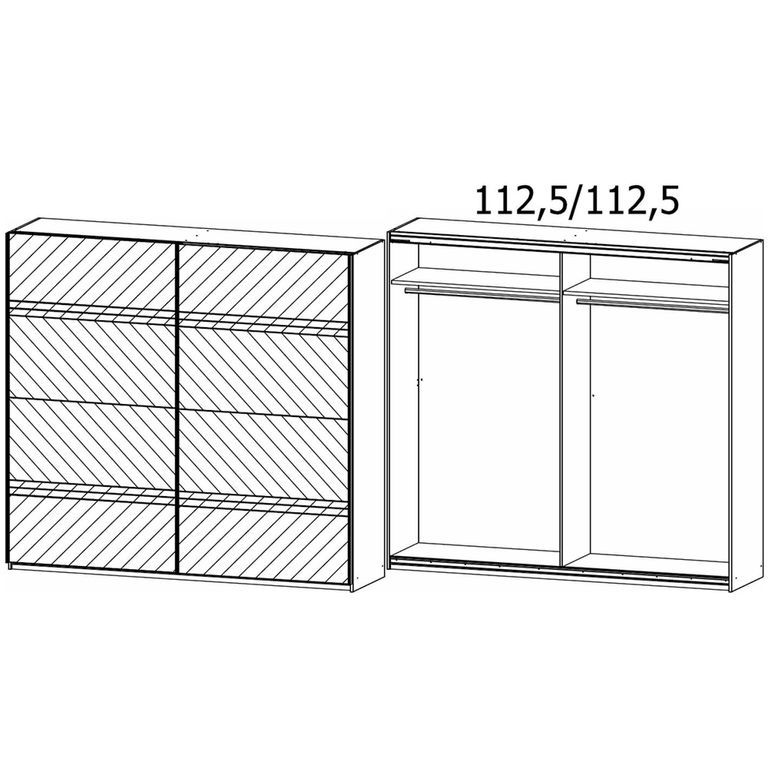 Rauch Koblenz 226cm 2 Door Mirrored Sliding Wardrobe - Metallic Dark Grey and Grey Mirror