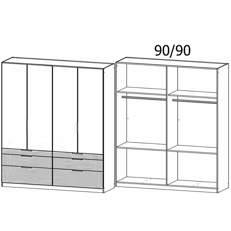 Rauch Koda 181cm 4 Door Wardrobe with Drawers - Champagne