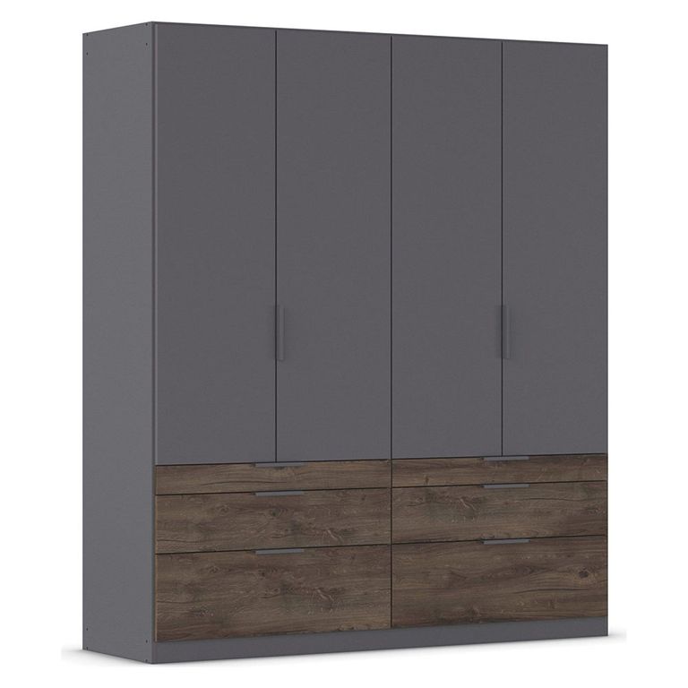 Rauch Koda 181cm 4 Door Wardrobe with Drawers - Metallic Dark Grey