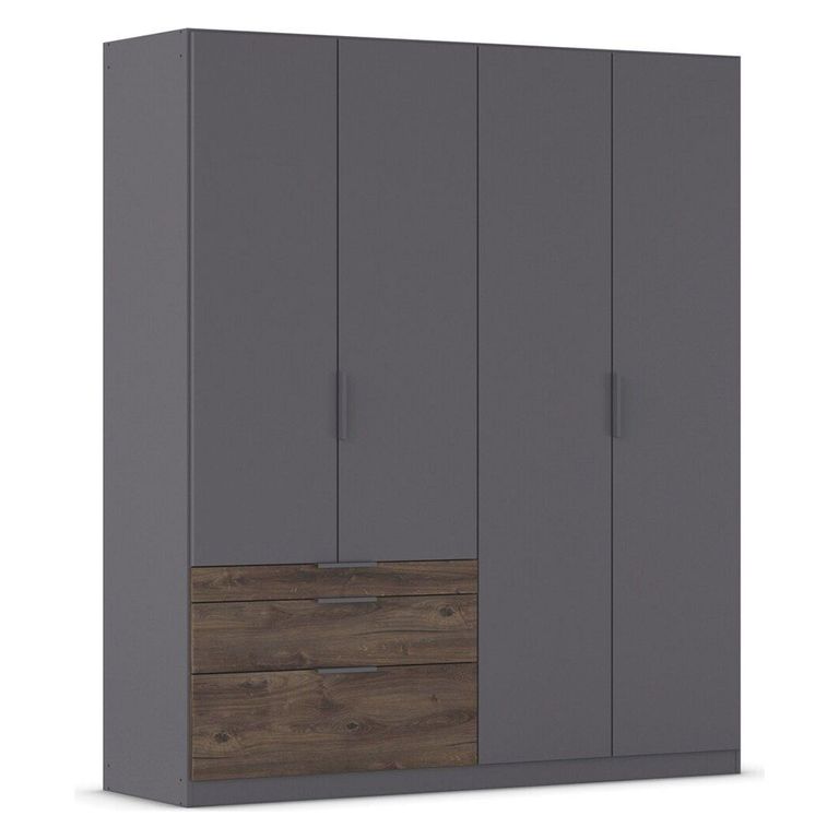 Rauch Koda 181cm 4 Door Wardrobe with RHF Drawers - Metallic Dark Grey