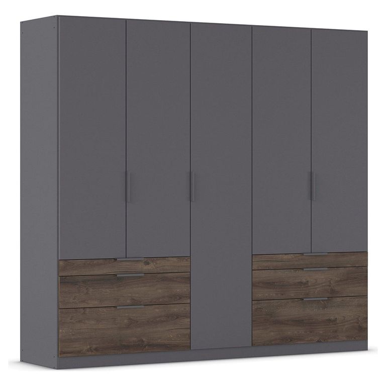Rauch Koda 226cm 5 Door Wardrobe with Drawers - Metallic Dark Grey