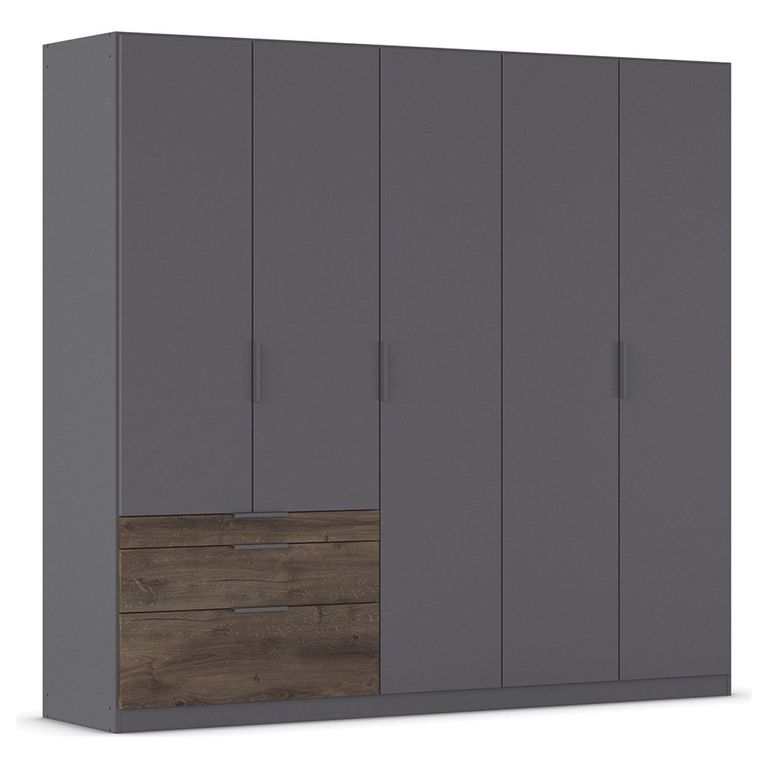 Rauch Koda 226cm 5 Door Wardrobe with RHF Drawers - Metallic Dark Grey