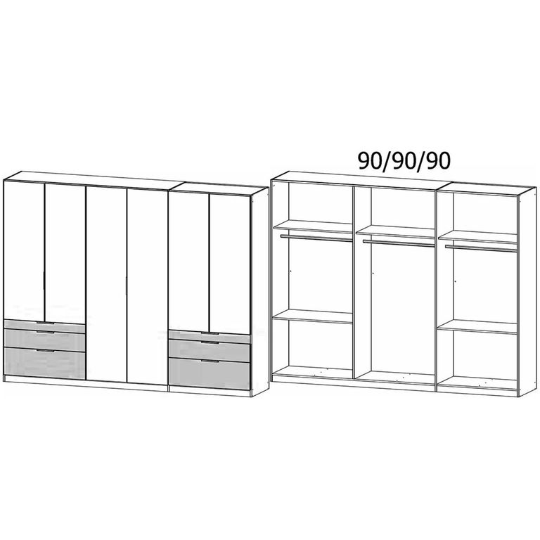 Rauch Koda 271cm 6 Door Wardrobe with Drawers - Champagne