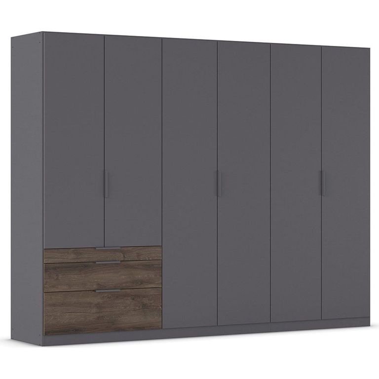 Rauch Koda 271cm 6 Door Wardrobe with RHF Drawers - Metallic Dark Grey