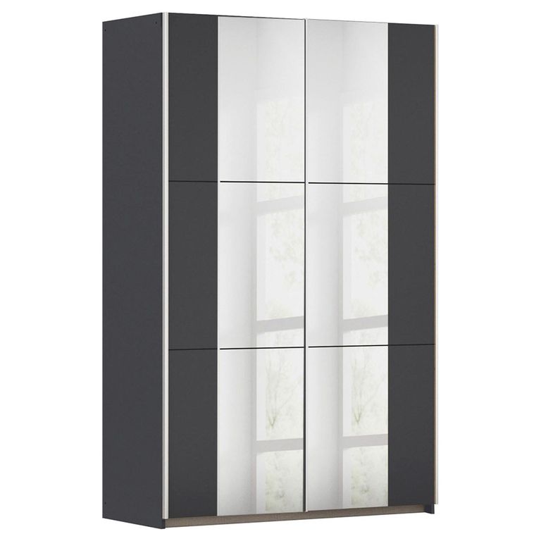 Rauch Kronach 131cm 2 Door Mirrored Sliding Wardrobe - Metallic Dark Grey
