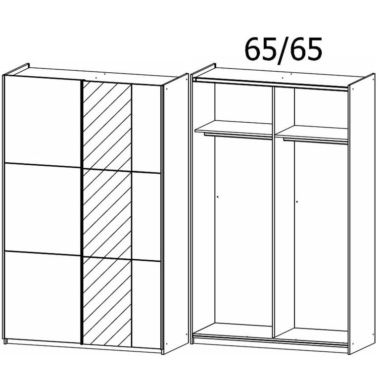 Kronach Sliding Mirror Wardrobe - 131cm - 2 Door - Artisan Oak