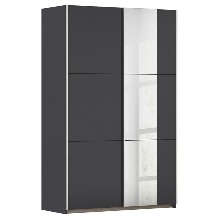 Rauch Kronach 131cm 2 Door Sliding Wardrobe with Mirror - Metallic Dark Grey