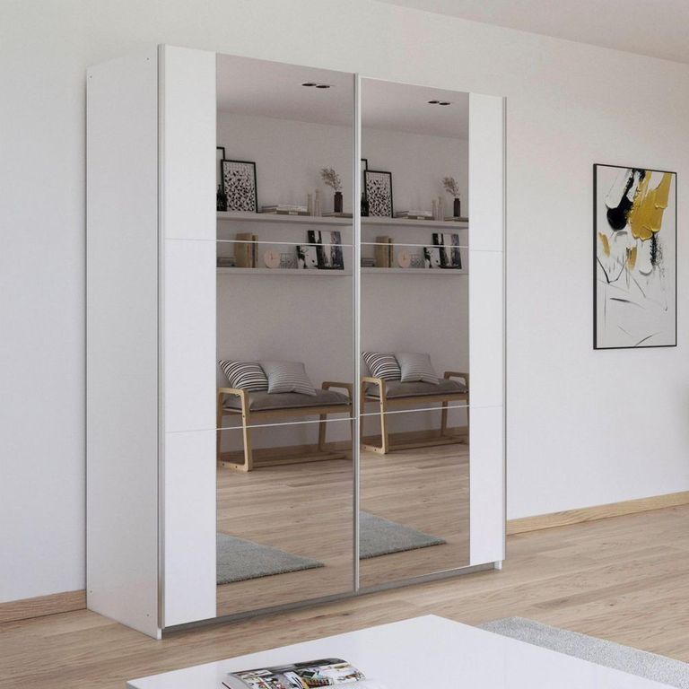 Rauch Kronach 175cm 2 Door Mirrored Sliding Wardrobe - Alpine White