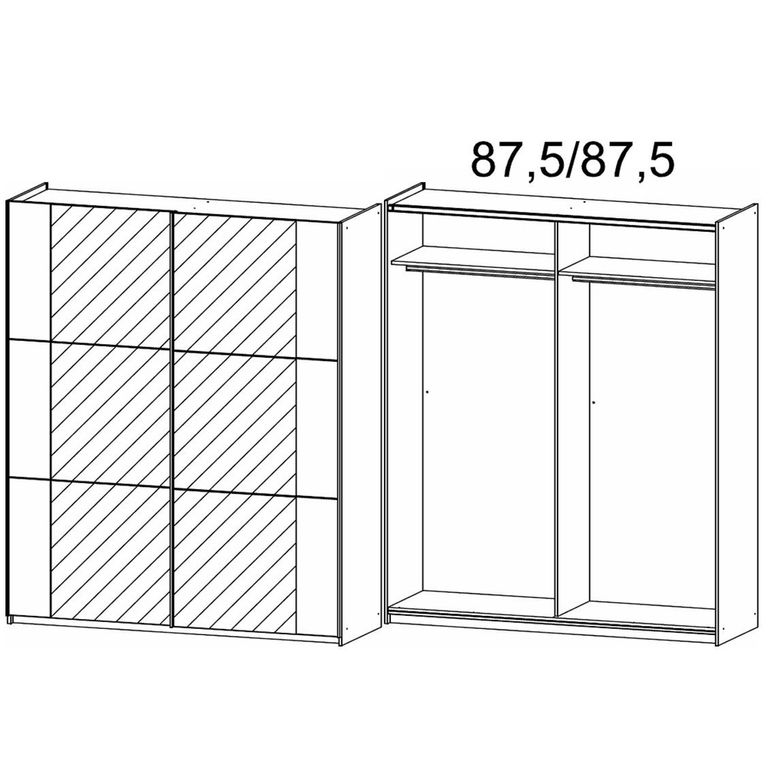 Rauch Kronach 175cm 2 Door Mirrored Sliding Wardrobe - Metallic Dark Grey