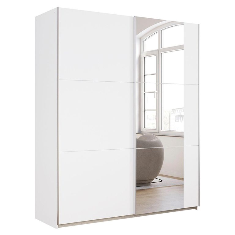 Kronach Sliding Mirror Wardrobe - 175cm - 2 Door - Alpine White