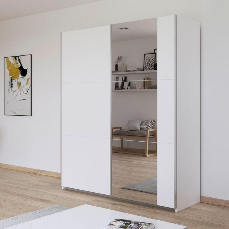 Kronach Sliding Mirror Wardrobe - 175cm - 2 Door - Alpine White