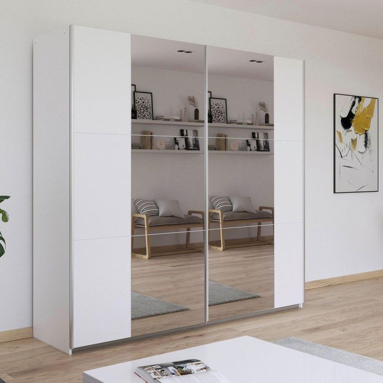 Rauch Kronach 218cm 2 Door Mirrored Sliding Wardrobe - Alpine White