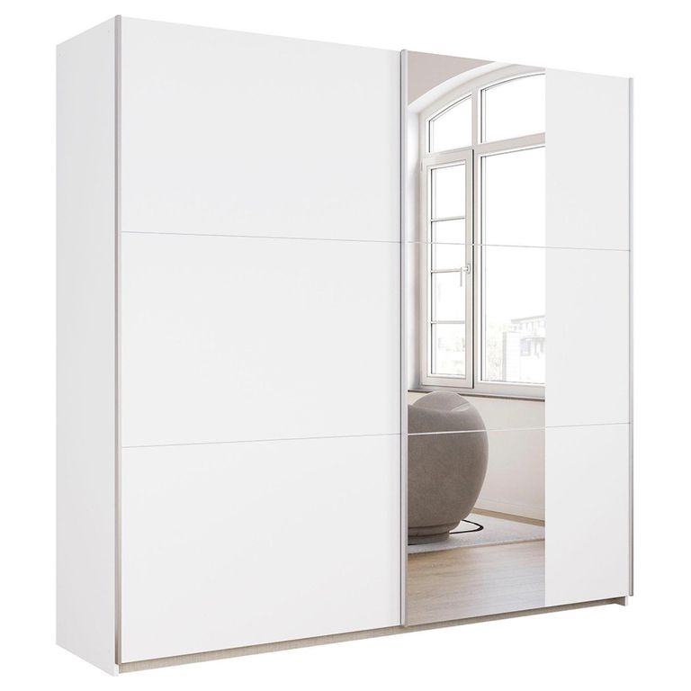 Kronach Sliding Mirror Wardrobe - 218cm - 2 Door - Alpine White