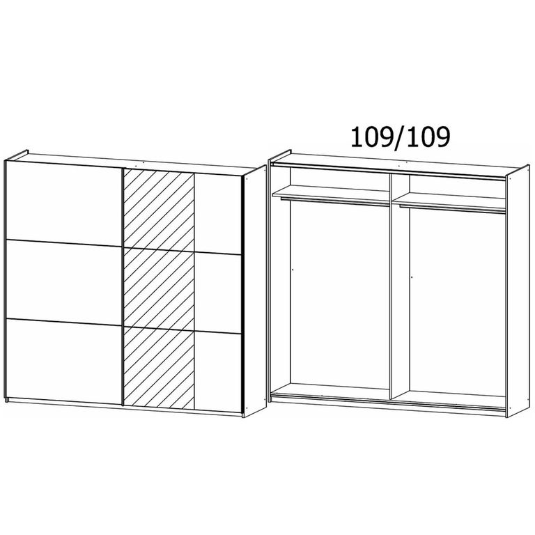 Kronach Sliding Mirror Wardrobe - 218cm - 2 Door - Alpine White