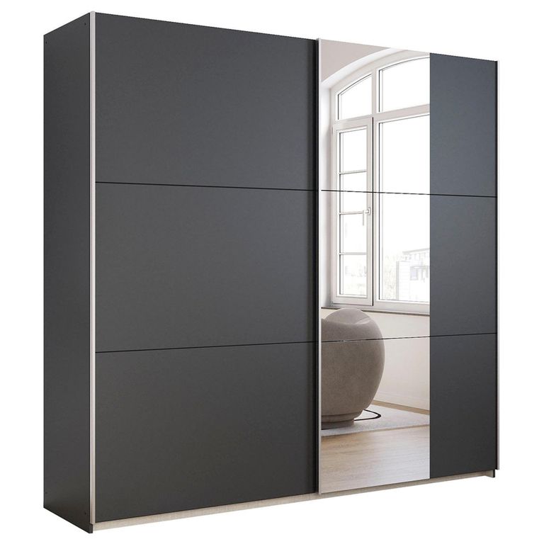 Kronach Sliding Mirror Wardrobe - 218cm - 2 Door - Metallic Dark Grey