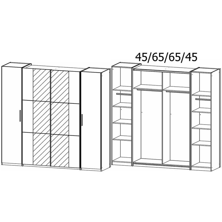 Rauch Kronach 225cm 4 Door Wardrobe with Mirror - Alpine White