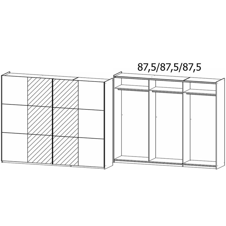Rauch Kronach 261cm 2 Door Mirrored Sliding Wardrobe - Artisan Oak