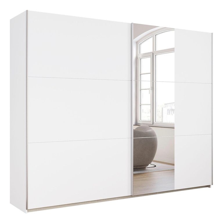 Kronach Sliding Mirror Wardrobe - 261cm - 2 Door - Alpine White