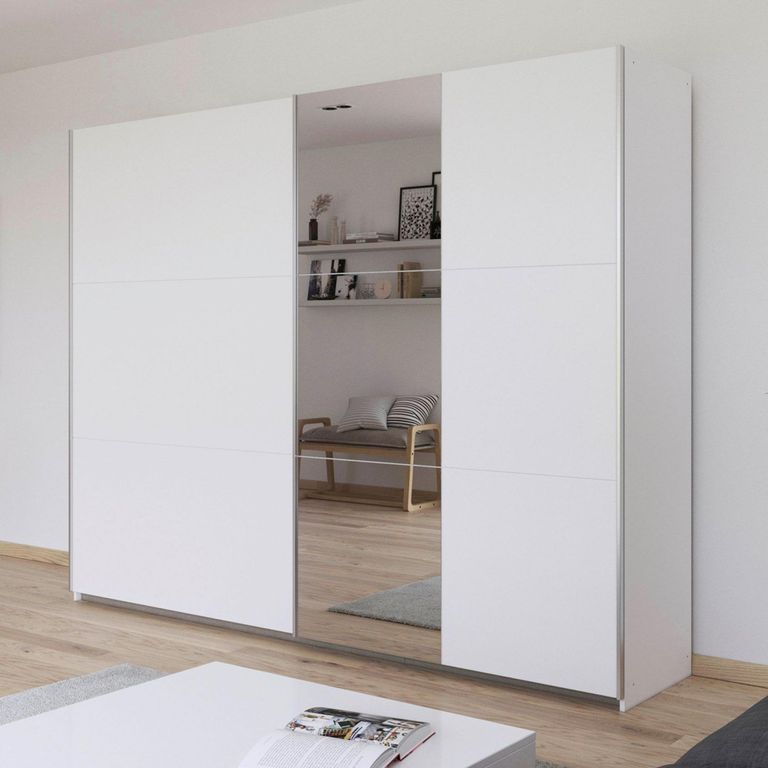 Kronach Sliding Mirror Wardrobe - 261cm - 2 Door - Alpine White