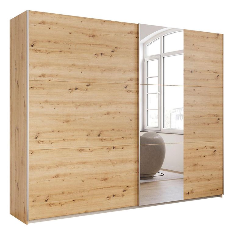 Kronach Sliding Mirror Wardrobe - 261cm - 2 Door - Artisan Oak