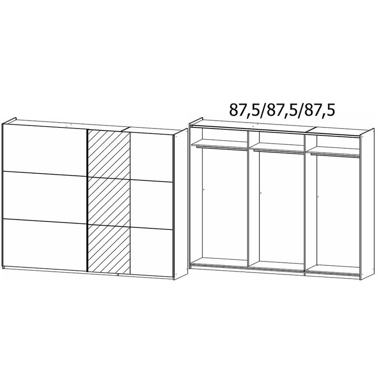 Kronach Sliding Mirror Wardrobe - 261cm - 2 Door - Artisan Oak