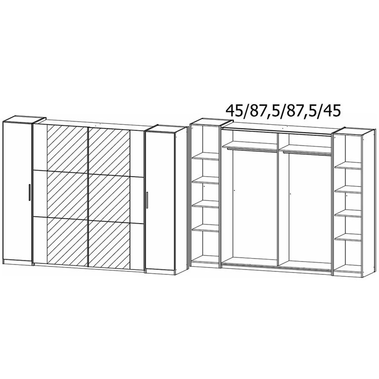 Rauch Kronach 268cm 4 Door Wardrobe with Mirror - Metallic Dark Grey