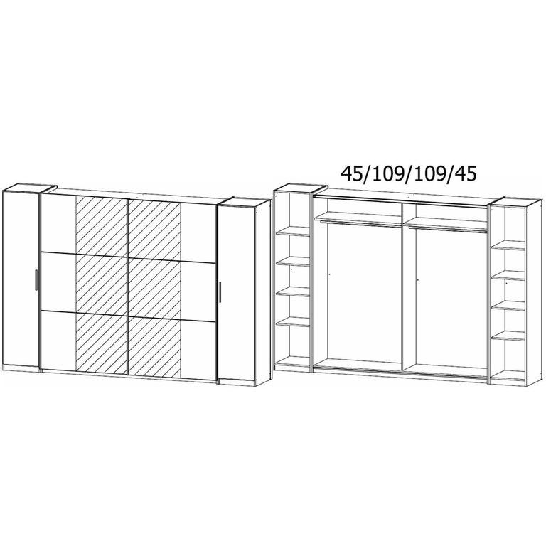 Rauch Kronach 311cm 4 Door Wardrobe with Mirror - Alpine White
