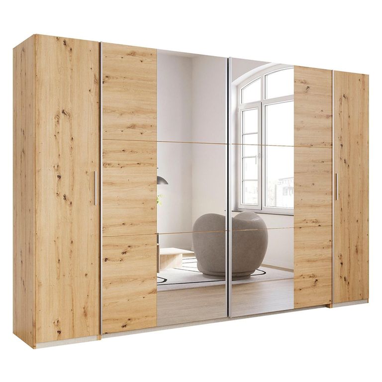 Rauch Kronach 311cm 4 Door Wardrobe with Mirror - Artisan Oak