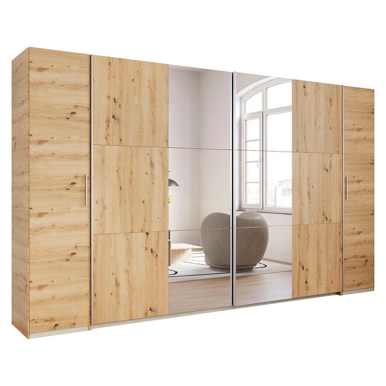 Rauch Kronach 354cm 4 Door Wardrobe with Mirror - Artisan Oak