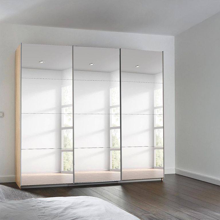 Rauch Kulmbach 203cm 3 Door Mirrored Sliding Wardrobe - Sonoma Oak