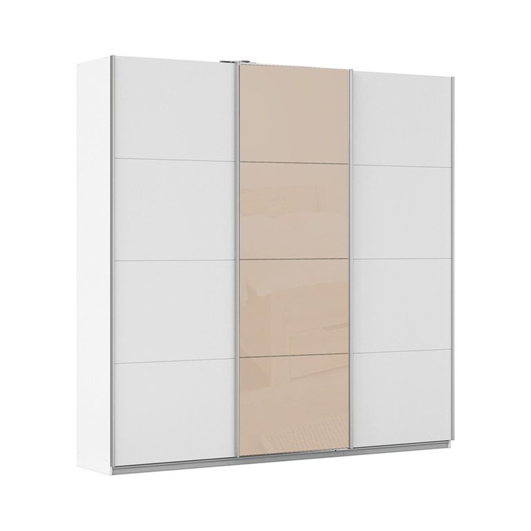 Kulmbach Sliding Wardrobe - 203cm - 3 Door - Alpine White & Champagne Glass Front