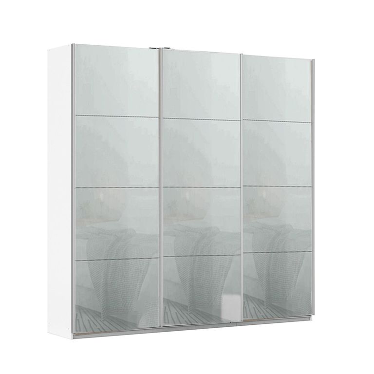 Kulmbach Sliding Wardrobe - 203cm - 3 Door - Alpine White & Silk Grey Glass
