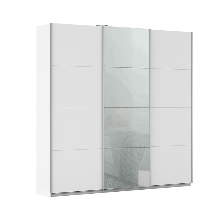 Kulmbach Sliding Wardrobe - 203cm - 3 Door - Alpine White & Silk Grey Glass Front