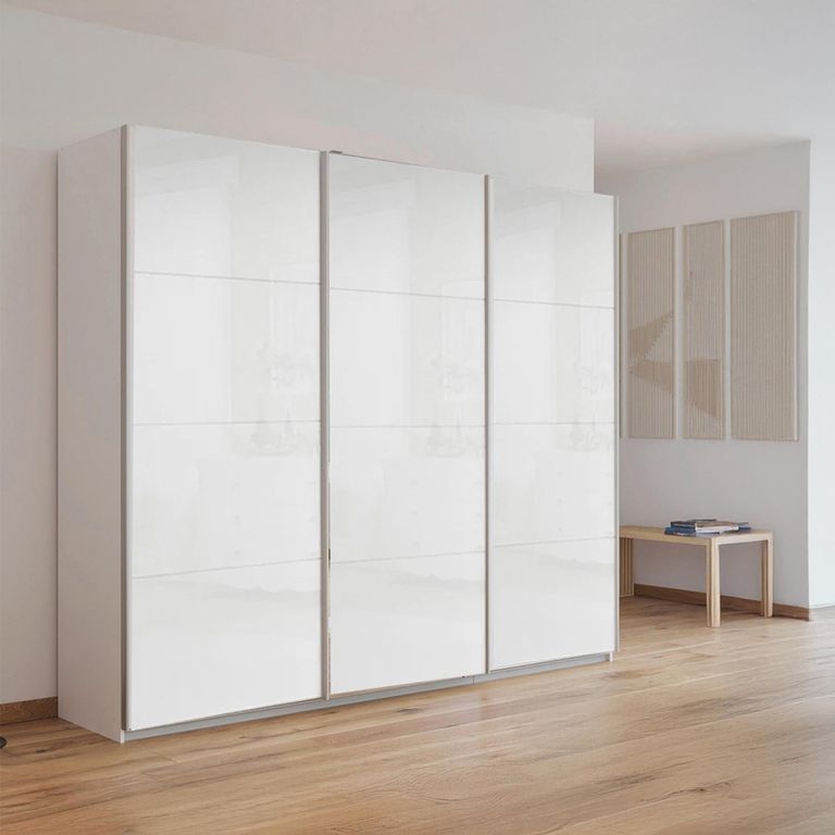 Rauch Kulmbach 203cm 3 Door Sliding Wardrobe - Alpine White and White High Gloss