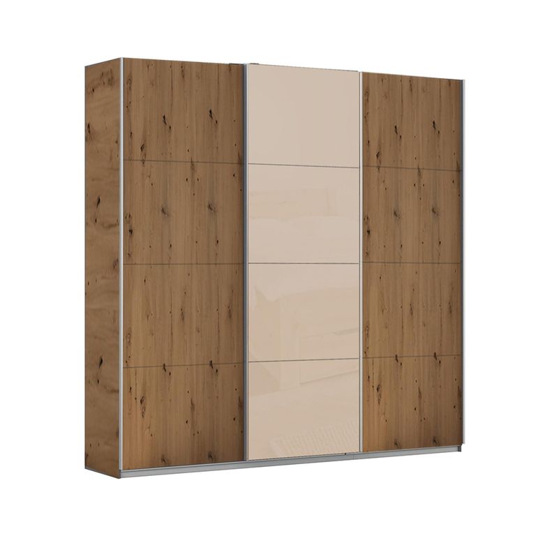 Kulmbach Sliding Wardrobe - 203cm - 3 Door - Artisan Oak & Champagne Glass Front