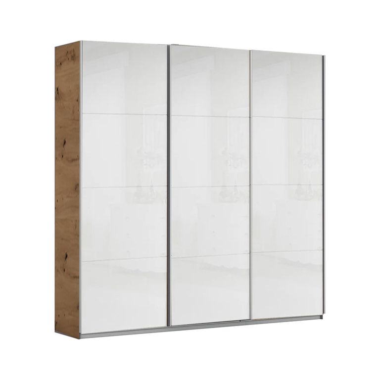 Rauch Kulmbach 203cm 3 Door Sliding Wardrobe - Artisan Oak and White High Gloss