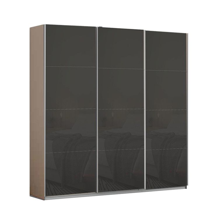 Kulmbach Sliding Wardrobe - 203cm - 3 Door - Champagne & Basalt Glass