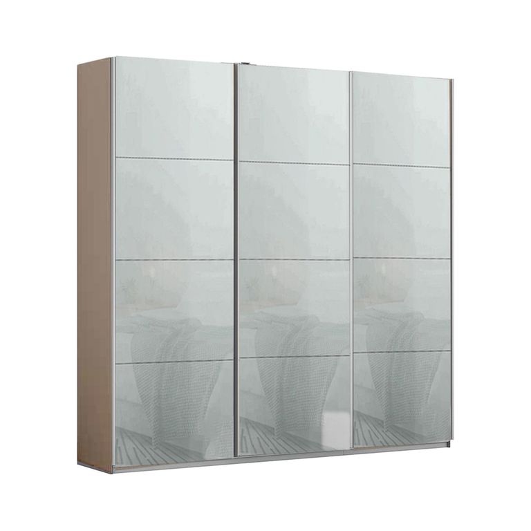 Kulmbach Sliding Wardrobe - 203cm - 3 Door - Champagne & Silk Grey Glass