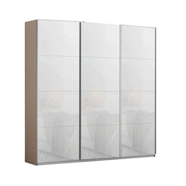 Kulmbach Sliding Wardrobe - 203cm - 3 Door - Champagne & White Glass