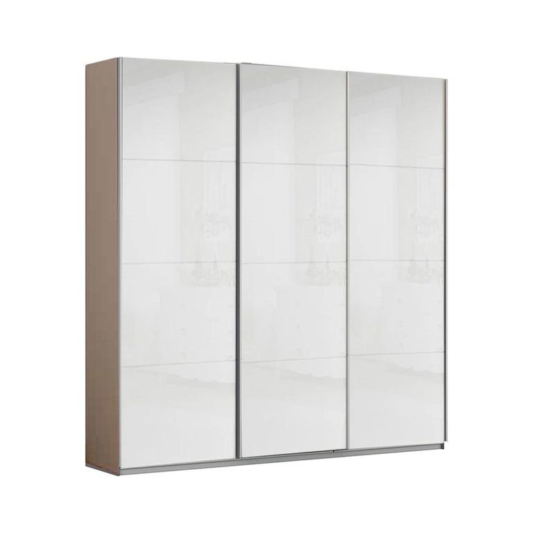 Rauch Kulmbach 203cm 3 Door Sliding Wardrobe - Champagne and White High Gloss