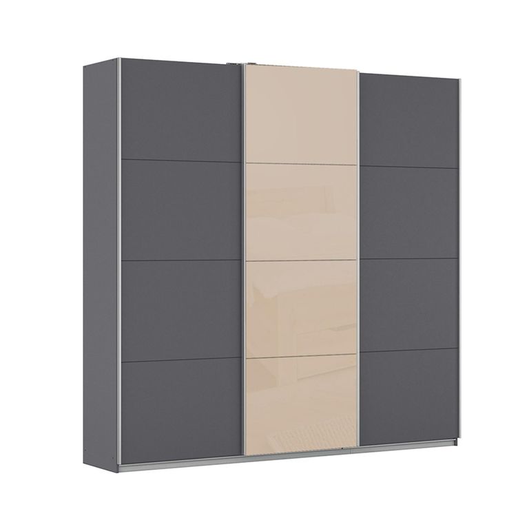 Kulmbach Sliding Wardrobe - 203cm - 3 Door - Metallic Dark Grey & Champagne Glass Front