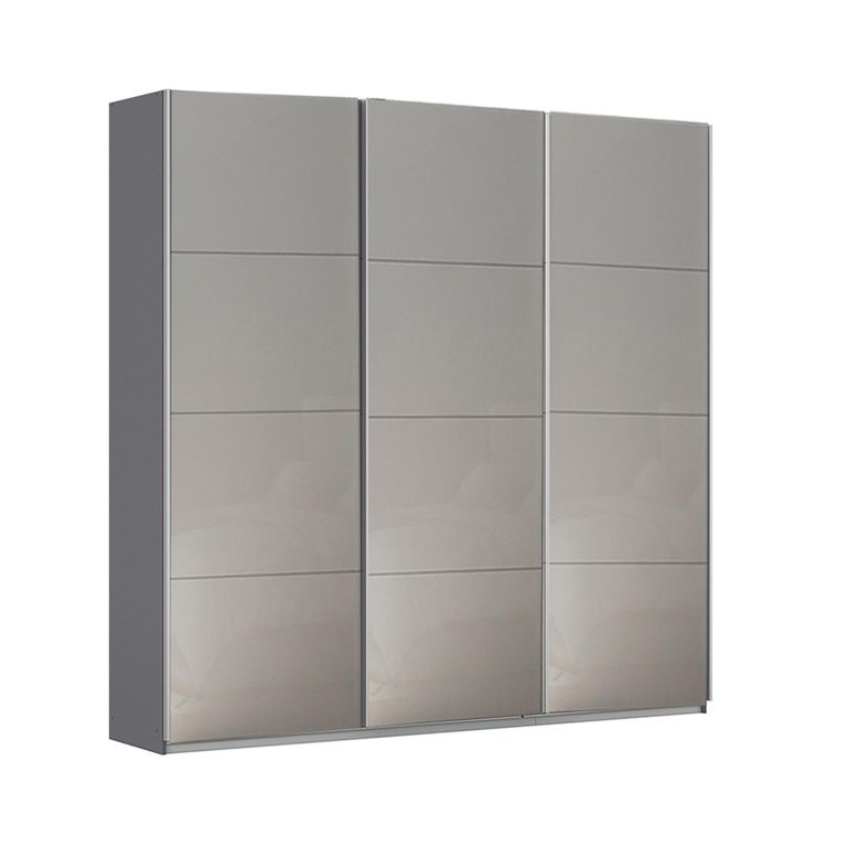 Rauch Kulmbach 203cm 3 Door Sliding Wardrobe - Metallic Dark Grey and Grey High Gloss