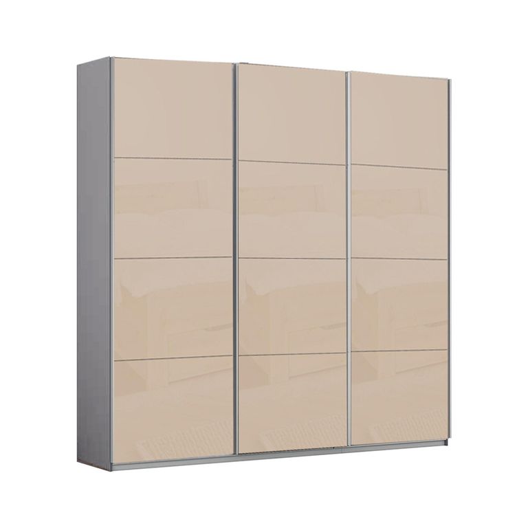 Kulmbach Sliding Wardrobe - 203cm - 3 Door - Silk Grey & Champagne Glass