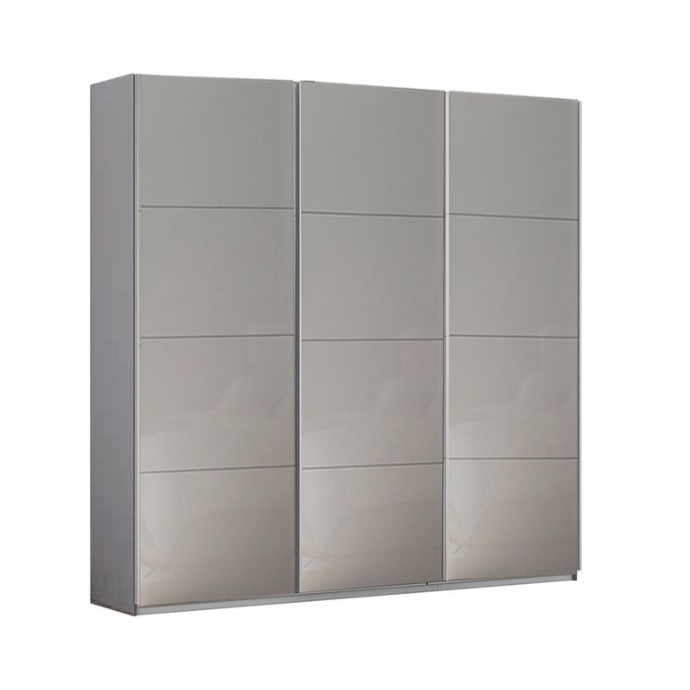 Rauch Kulmbach 203cm 3 Door Sliding Wardrobe - Silk Grey and Grey High Gloss