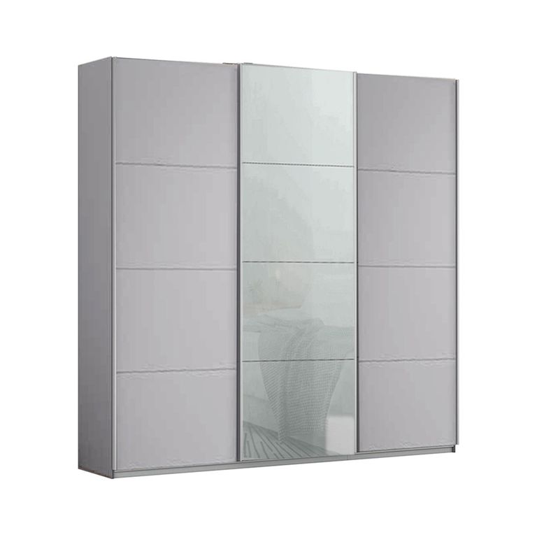 Kulmbach Sliding Wardrobe - 203cm - 3 Door - Silk Grey & Silk Grey Glass Front