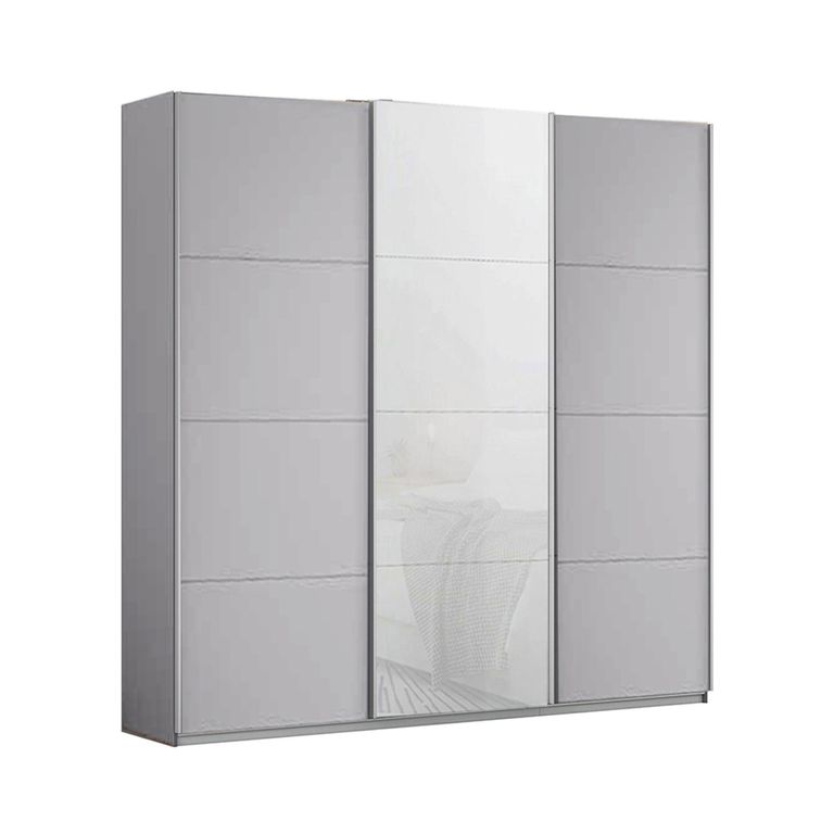 Kulmbach Sliding Wardrobe - 203cm - 3 Door - Silk Grey & White Glass Front