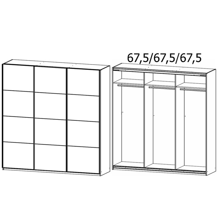 Rauch Kulmbach 203cm 3 Door Sliding Wardrobe - Sonoma Oak