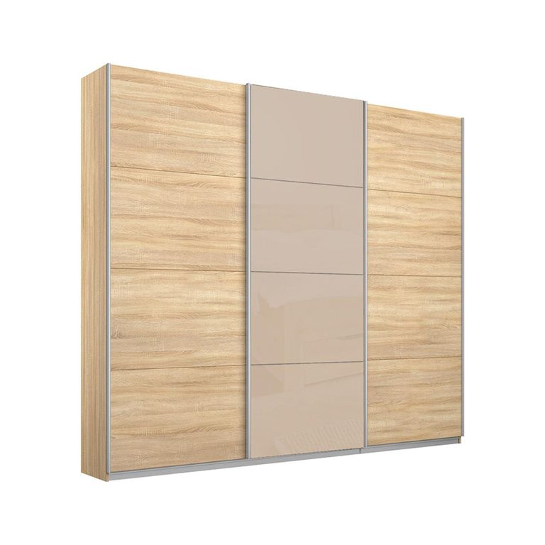 Kulmbach Sliding Wardrobe - 203cm - 3 Door - Sonoma Oak & Champagne Glass Front